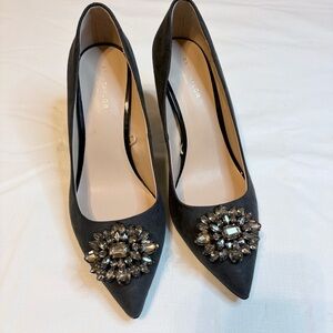 Ann Taylor Dark Gray Heels with Gem Accents